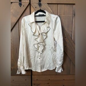 Karl Lagerfeld Ivory Blouse with Black Edging